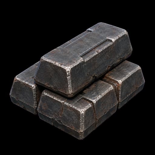 Stacked refined ingots of purified Ferrite metal