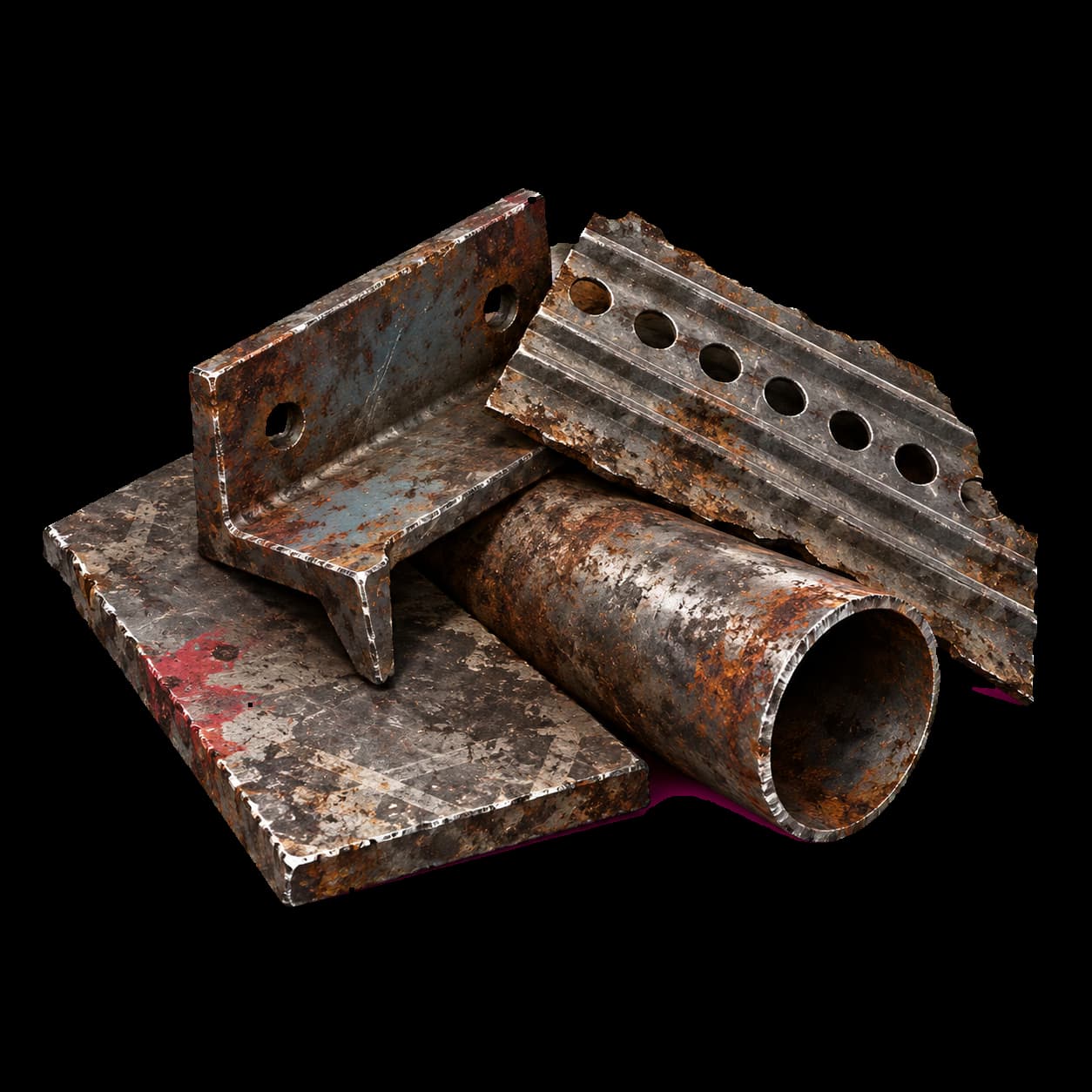 Cut-down piece of salvaged scrap metal kept for welding practice